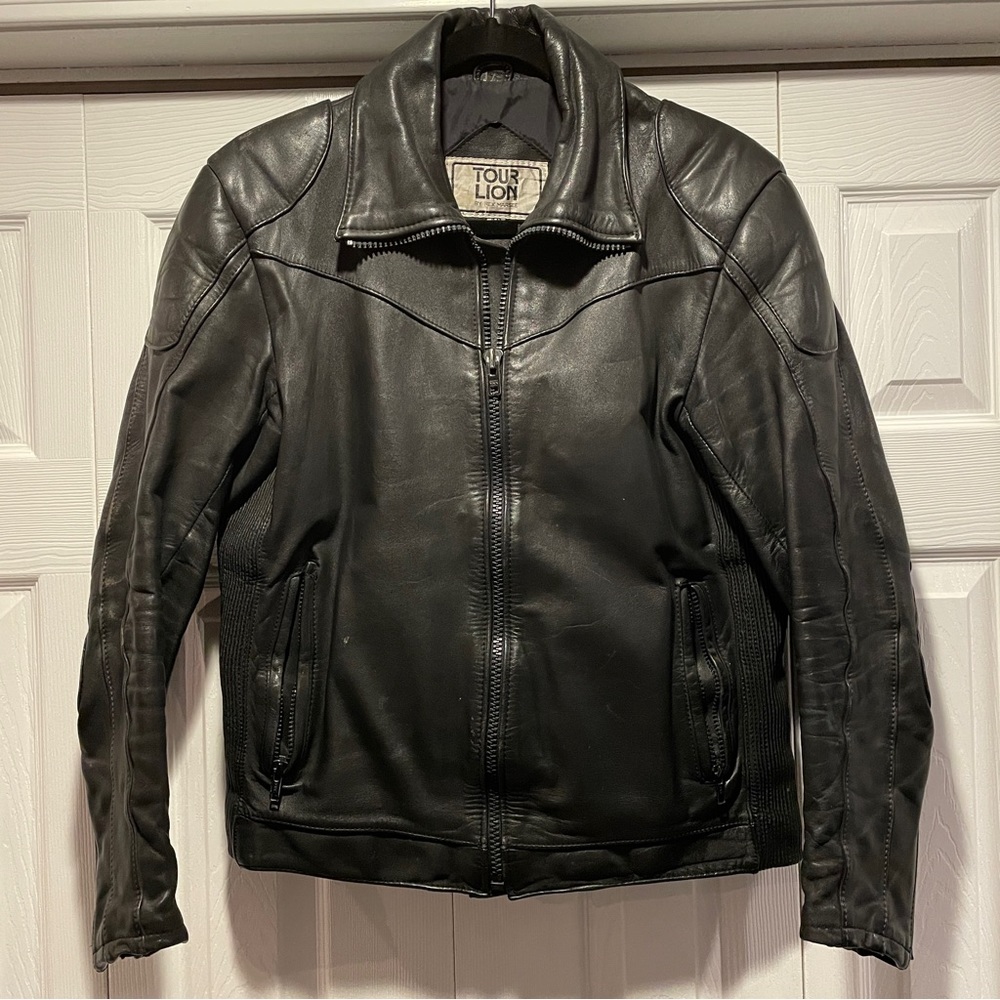 Vintage Tour Lion Leather Motorcycle Jacket Size 42